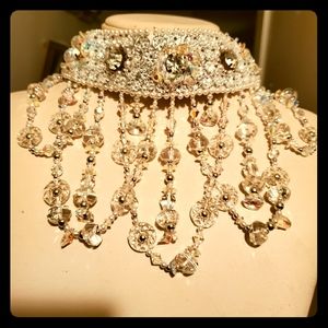BEADED COLLAR BIB NECKLACE BRIDAL BALL ACCESSORY